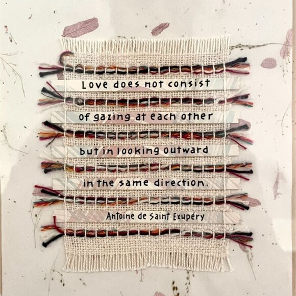 Vintage Handmade French Quote Wall Art With Woven Fabric In Distressed Frame - Picture 2 of 6